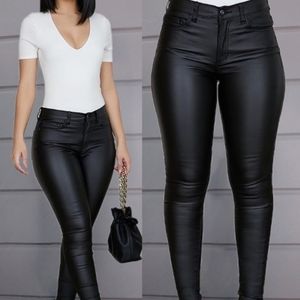 PU LEATHER HIGH WAIST SINGLE PANT